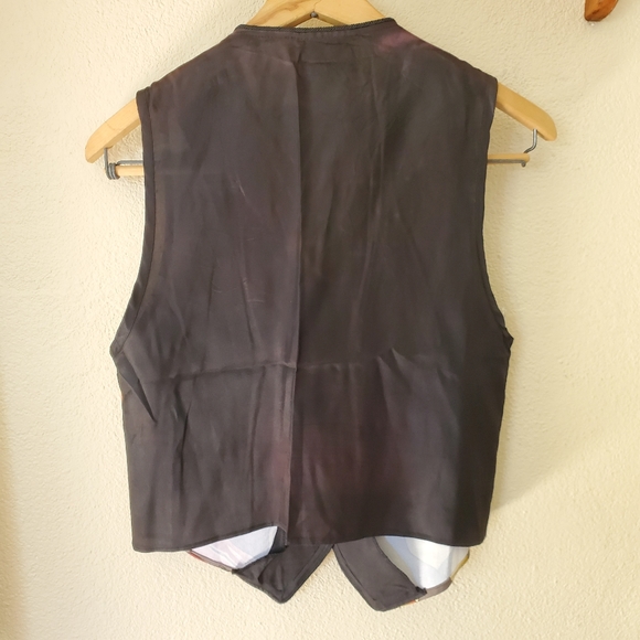 Small Vintage 90's Tie Print Grey Red Green Vest - Picture 5 of 5